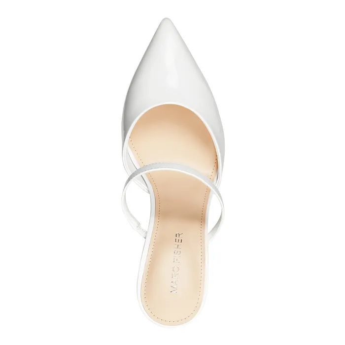 Mules and Slides Marc Fisher Women Hadais Heeled Mule White Patent