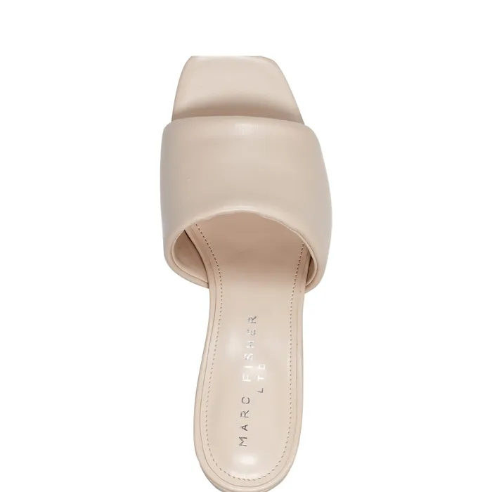 Mules and Slides Marc Fisher Women Nombra Block Heel Slide Sandal Light Natural
