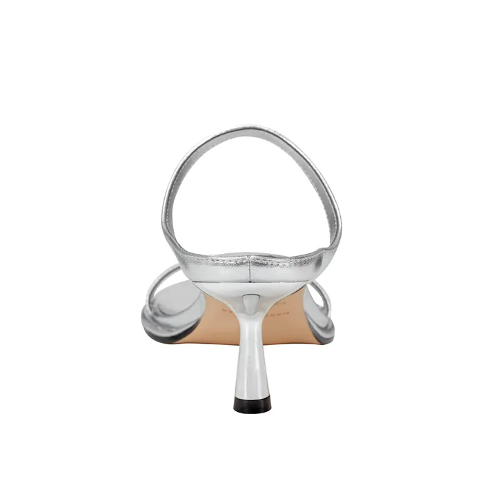 Mules and Slides Women Alonde Heeled Slide Sandal Silver Marc Fisher
