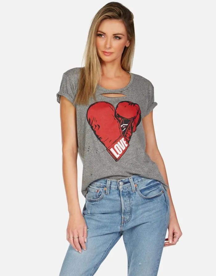 Myra Love Boxing Heather Grey Women Lauren Moshi Short Sleeve