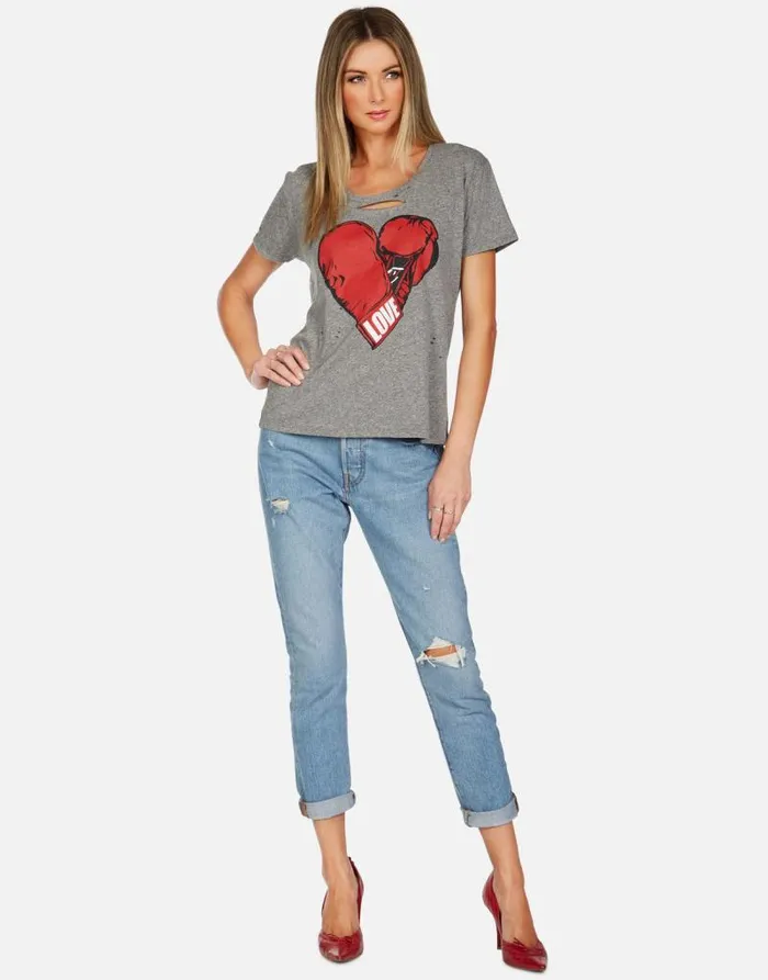 Myra Love Boxing Heather Grey Women Lauren Moshi Short Sleeve