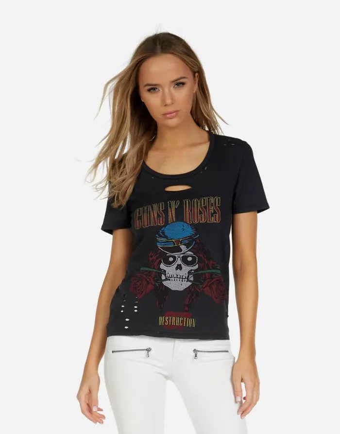 Myra X Guns N039 Roses Skull Onyx Women Lauren Moshi Short Sleeve