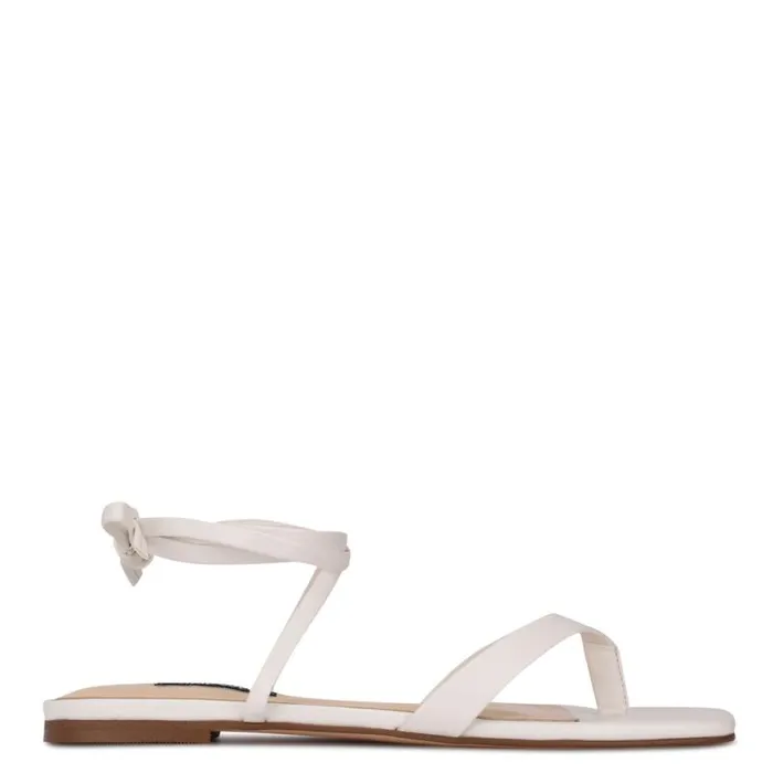 News Ankle Wrap Flat Sandals White Women Nine West Sandals