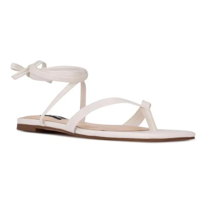 News Ankle Wrap Flat Sandals White Women Nine West Sandals News Ankle Wrap Flat Sandals White Women Nine West Sandals