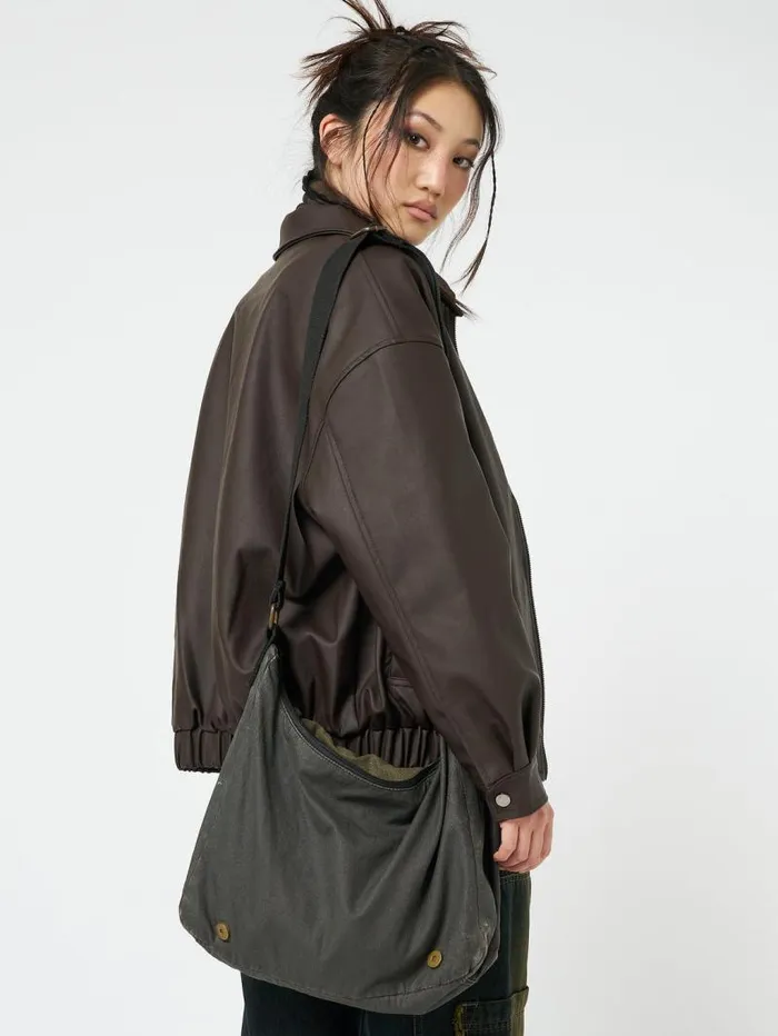 Nora Vegan Leather Bomber Jacket In Brown Women Minga London Jackets