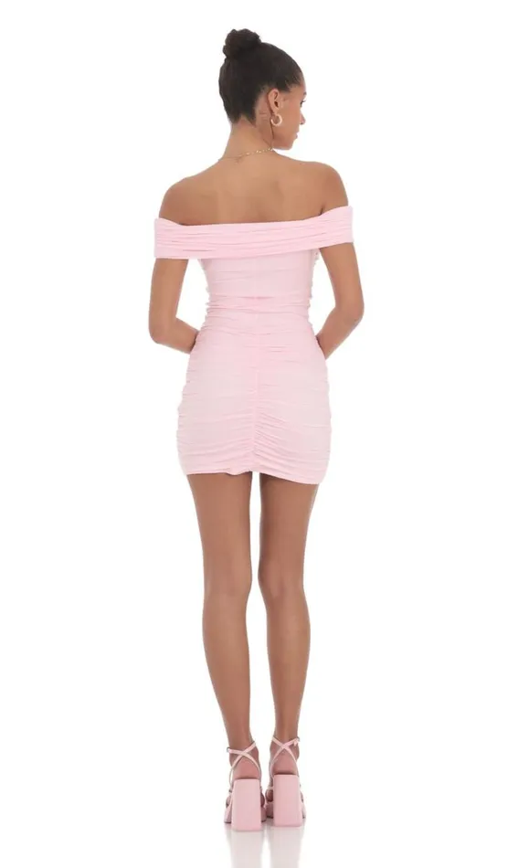 Off Shoulder Cutout Bodycon Dress Pink Women LUCY IN THE SKY Mini Dresses Off Shoulder Cutout Bodycon Dress Pink Women LUCY IN THE SKY Mini Dresses