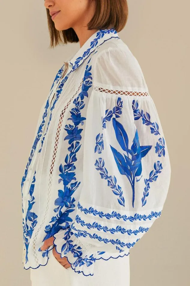 OffWhite Blue Yard Blouse Women FARM Rio Blouses