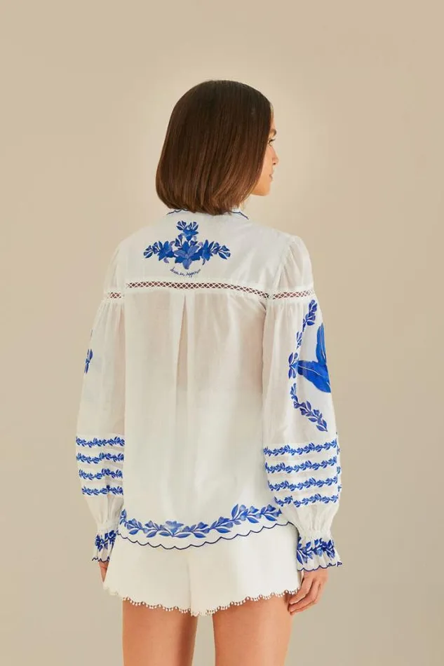 OffWhite Blue Yard Blouse Women FARM Rio Blouses