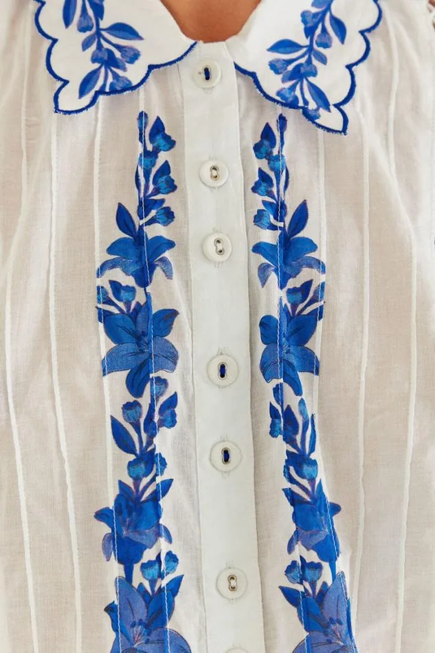OffWhite Blue Yard Blouse Women FARM Rio Blouses