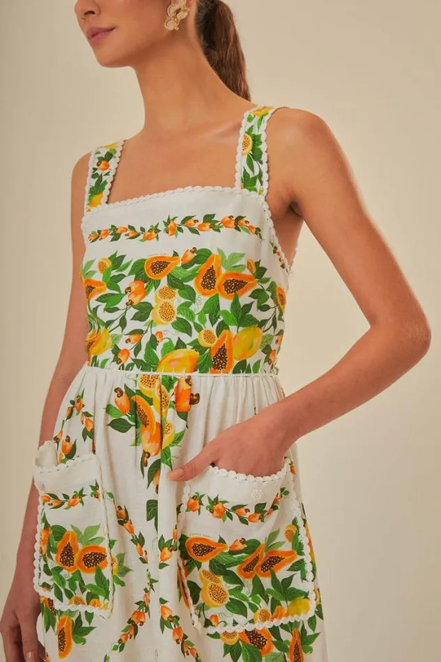 OffWhite Papaya Salad Scarf Lenzing Ecovero Euroflax Maxi Dress Women FARM Rio Maxi Dresses