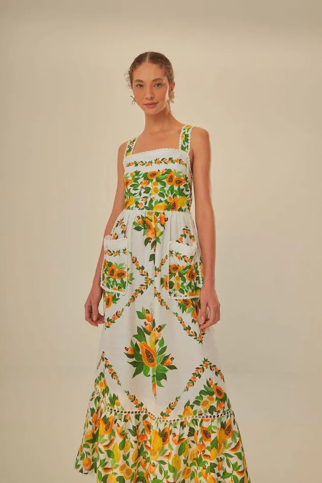 OffWhite Papaya Salad Scarf Lenzing Ecovero Euroflax Maxi Dress Women FARM Rio Maxi Dresses