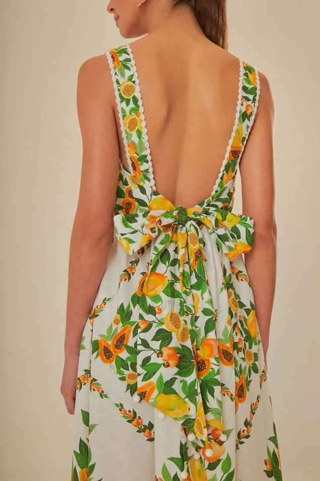 OffWhite Papaya Salad Scarf Lenzing Ecovero Euroflax Maxi Dress Women FARM Rio Maxi Dresses