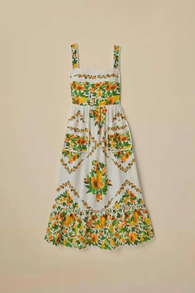 OffWhite Papaya Salad Scarf Lenzing Ecovero Euroflax Maxi Dress Women FARM Rio Maxi Dresses