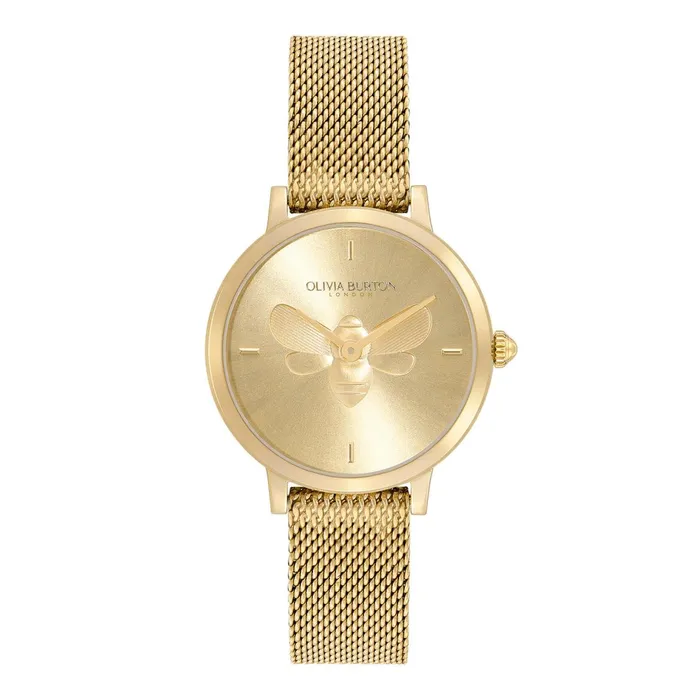 Olivia Burton Bee Watches Women 28mm Bee Ultra Slim Gold Mesh Watch