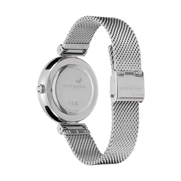 Olivia Burton Bee Watches Women 36mm Minima Bee TBar Blush and Silver Mesh Watch