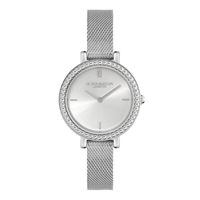 Olivia Burton Classic Watches Women 30mm Vintage Bead Silver Mesh Watch