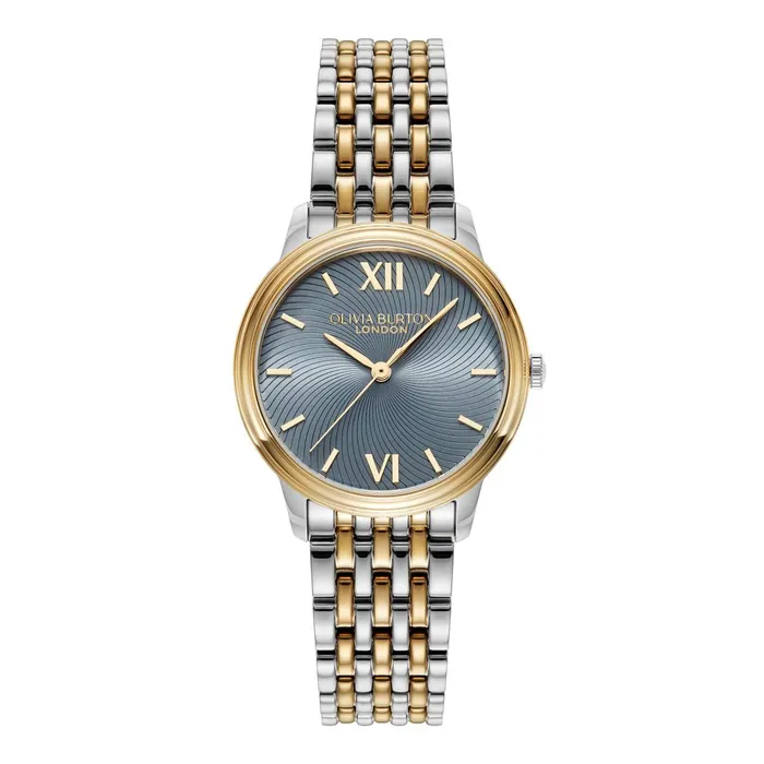 Olivia Burton Classic Watches Women 32mm Swirl Chalk Blue and Two Tone Bracelet Watch