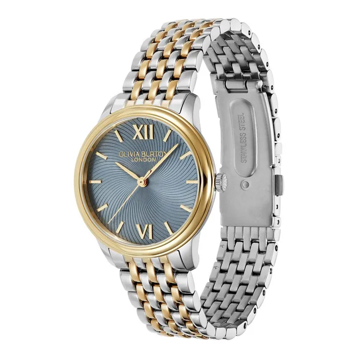 Olivia Burton Classic Watches Women 32mm Swirl Chalk Blue and Two Tone Bracelet Watch