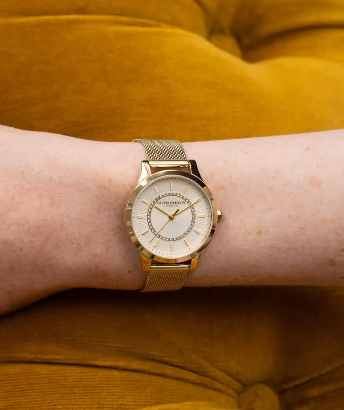Olivia Burton Classic Watches Women 36mm Wonderlust Ivory and Gold Mesh Watch