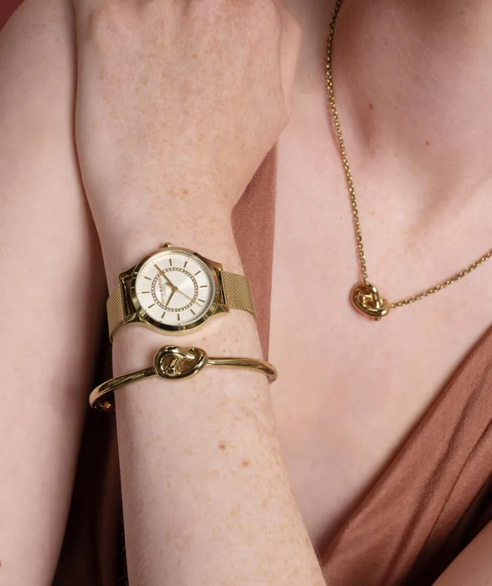 Olivia Burton Classic Watches Women 36mm Wonderlust Ivory and Gold Mesh Watch