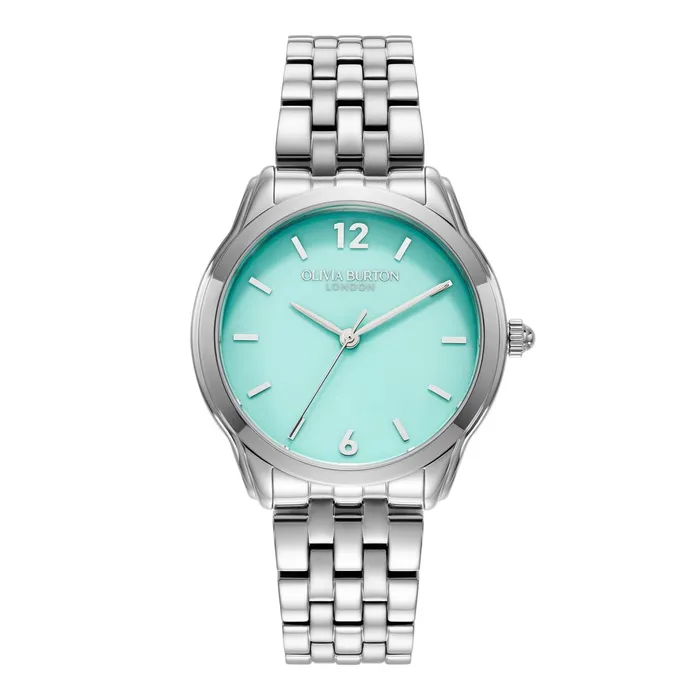 Olivia Burton Color Dial Watches Women 36mm Starlight Color Turquoise and Silver Bracelet Watch