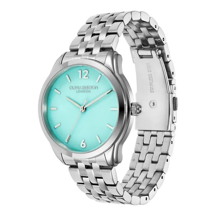Olivia Burton Color Dial Watches Women 36mm Starlight Color Turquoise and Silver Bracelet Watch