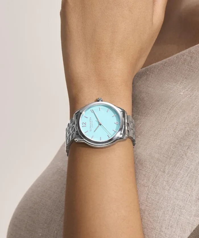Olivia Burton Color Dial Watches Women 36mm Starlight Color Turquoise and Silver Bracelet Watch