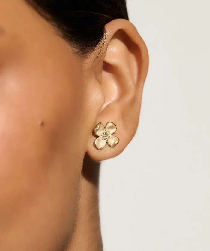 Olivia Burton Earrings Women Dogwood Flower Gold Stud Earrings