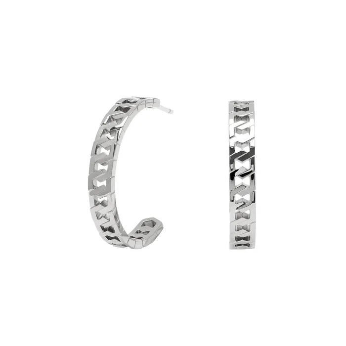 Olivia Burton Earrings Women Honeycomb Silver Link Hoop Earrings