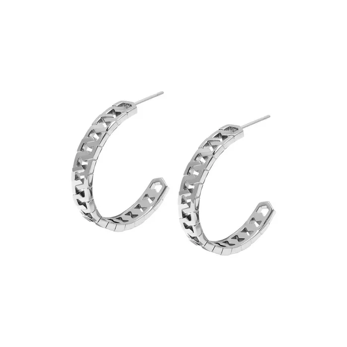 Olivia Burton Earrings Women Honeycomb Silver Link Hoop Earrings