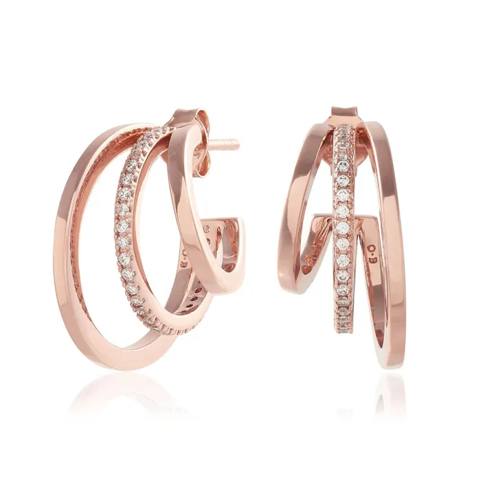 Olivia Burton Earrings Women Rose Gold Multi Hoop Earrings