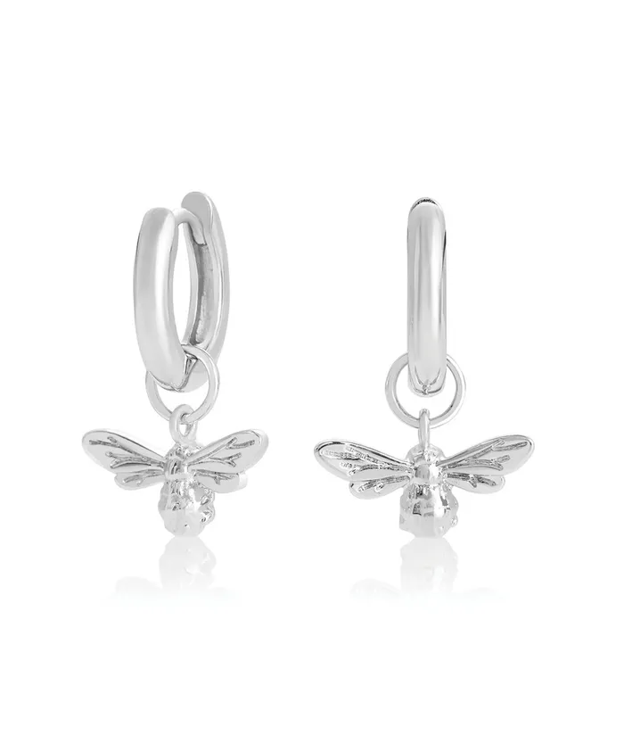 Olivia Burton Earrings Women Silver Bee Huggie Hoops