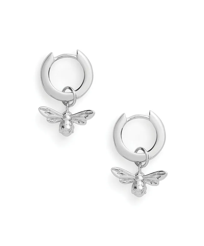 Olivia Burton Earrings Women Silver Bee Huggie Hoops Olivia Burton Earrings Women Silver Bee Huggie Hoops