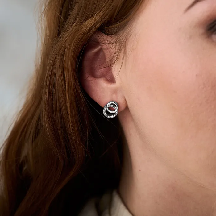 Olivia Burton Earrings Women Silver Interlink Drop Stud Earrings