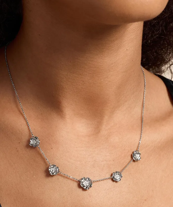 Olivia Burton Necklaces Women Tudor Rose Silver Tone Multi Station Necklace