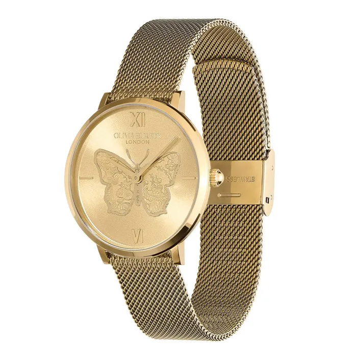Olivia Burton Signature Watches Women 35mm Butterfly Ultra Slim Gold Mesh Watch