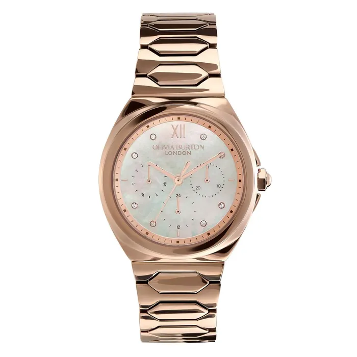 Olivia Burton Sports Luxe Watches Women 36mm Lustre MultiFunction White and Rose Gold Bracelet Watch Olivia Burton Sports Luxe Watches Women 36mm Lustre MultiFunction White and Rose Gold Bracelet Watch