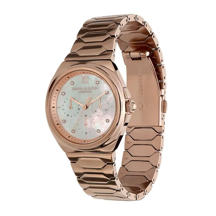 Olivia Burton Sports Luxe Watches Women 36mm Lustre MultiFunction White and Rose Gold Bracelet Watch