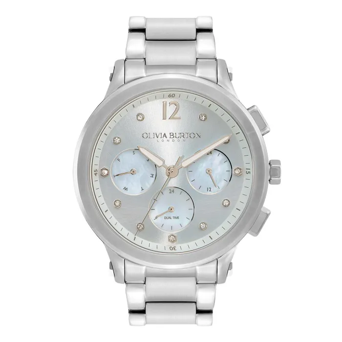 Olivia Burton Sports Luxe Watches Women 38mm MultiFunction Blue and Silver Bracelet Watch Olivia Burton Sports Luxe Watches Women 38mm MultiFunction Blue and Silver Bracelet Watch