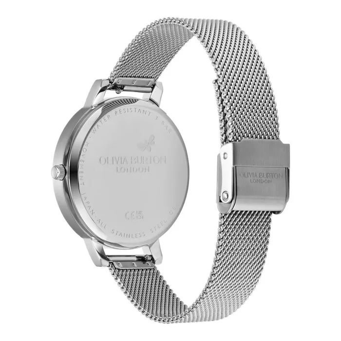 Olivia Burton White Dial Watches Women 38mm White and Silver Mesh Watch
