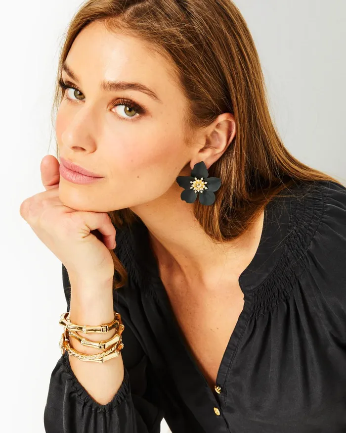 One Size Fits All Gifts Home and GiftsWomen Lilly Pulitzer Oversized Orchid Earrings Onyx One Size Fits All Gifts Home and GiftsWomen Lilly Pulitzer Oversized Orchid Earrings Onyx