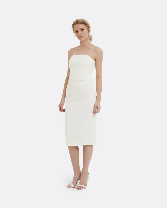 Oralie Midi Dress Ivory Women Bridal Safiyaa