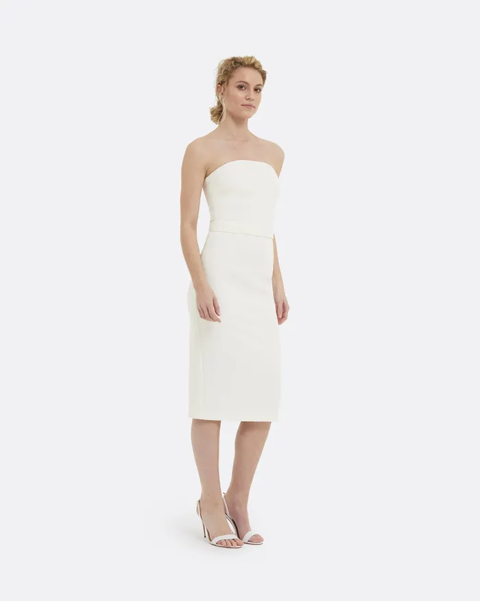 Oralie Midi Dress Ivory Women Bridal Safiyaa