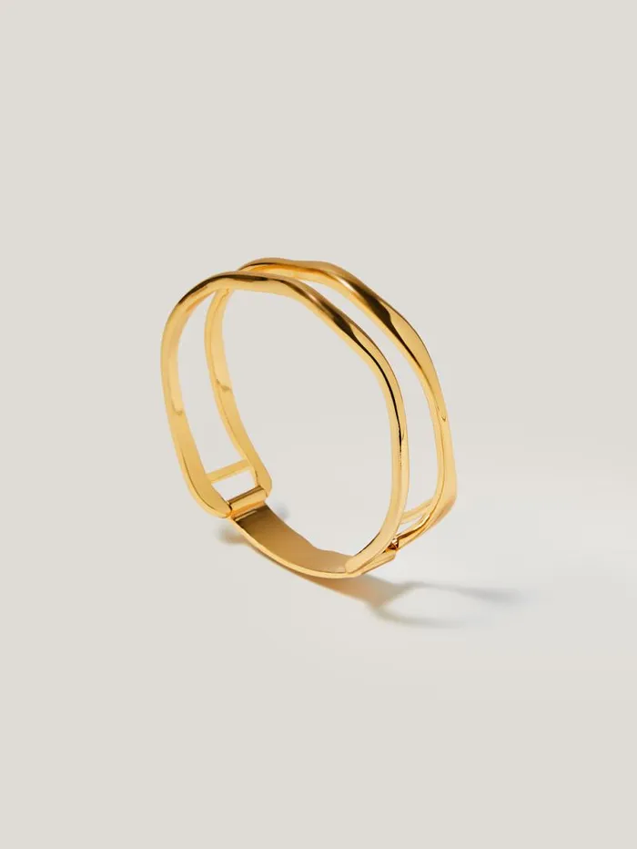 Organic Wave Bangle Gold Women Jigsaw Jewellery