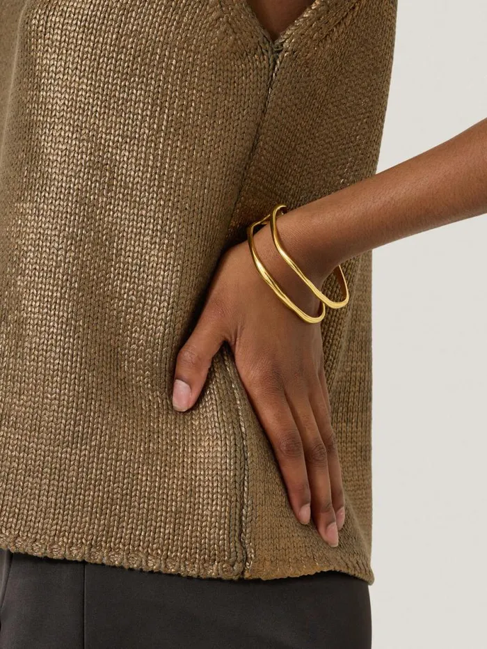 Organic Wave Bangle Gold Women Jigsaw Jewellery