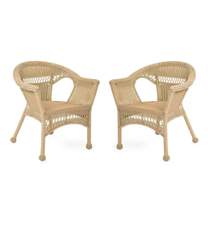 Outdoor Living Easy Care Resin Wicker Chairs Set Of 2 8211 Black Plow and Hearth Outdoor Wicker