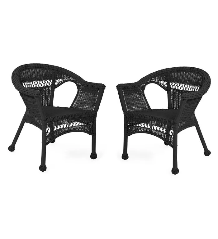 Outdoor Living Easy Care Resin Wicker Chairs Set Of 2 8211 Black Plow and Hearth Outdoor Wicker
