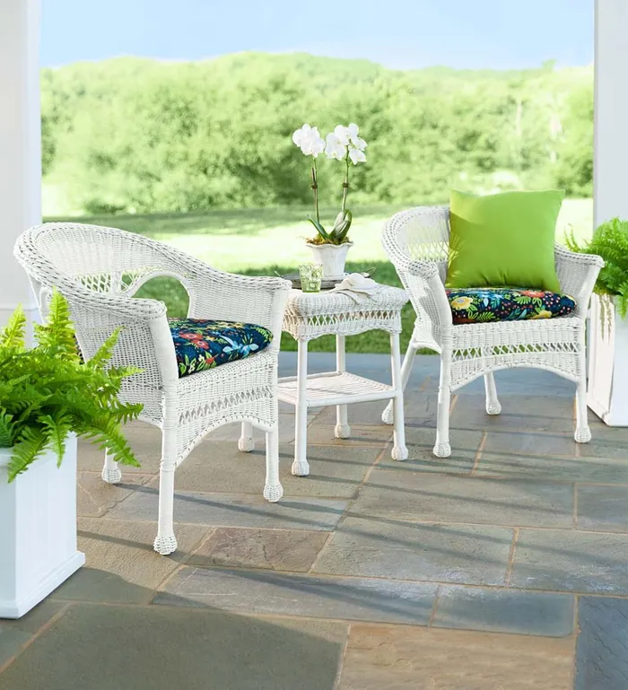 Outdoor Living Easy Care Resin Wicker Chairs Set Of 2 8211 Black Plow and Hearth Outdoor Wicker