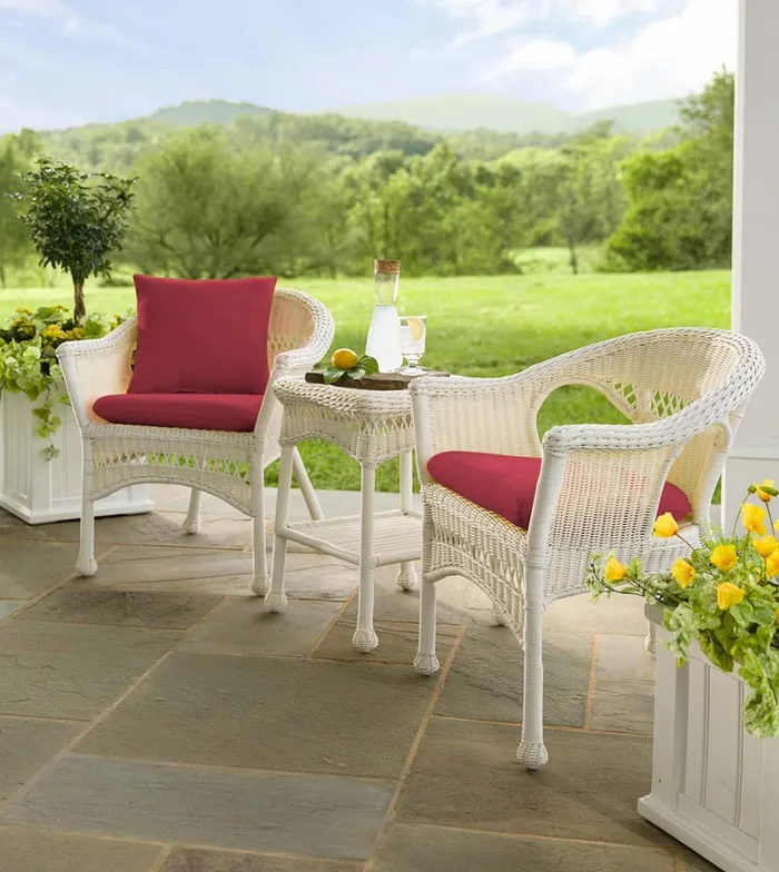 Outdoor Living Easy Care Resin Wicker Chairs Set Of 2 8211 Black Plow and Hearth Outdoor Wicker