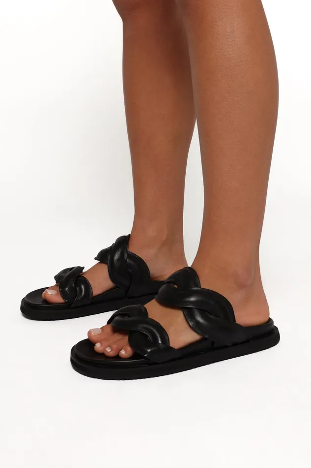 Pantone Slide 8211 Black Leather Black Leather Sandals petalandpup Women
